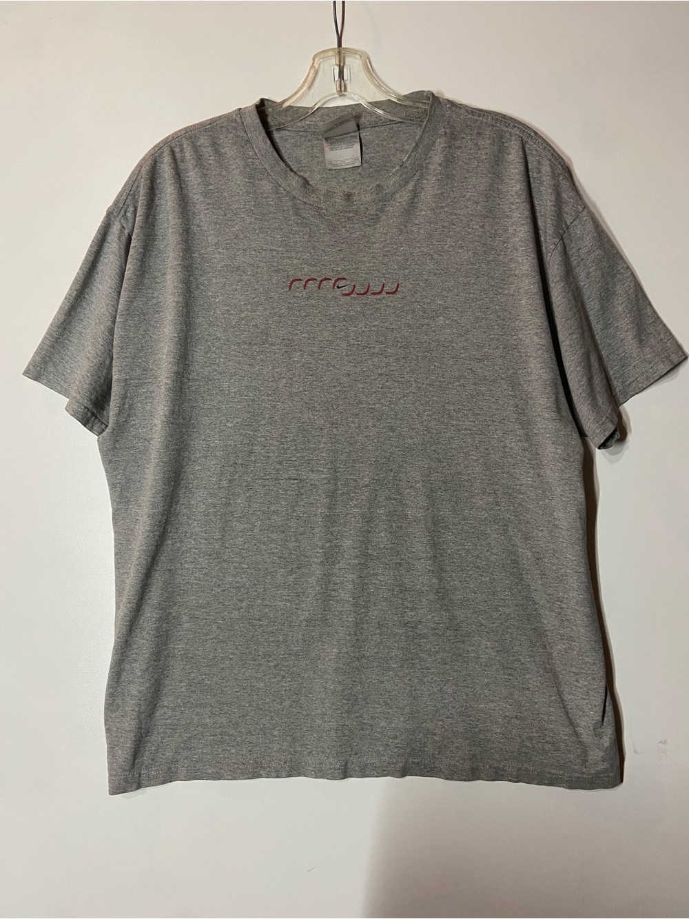 Vintage Nike Gray Center Swoosh Men's T-Shirt with Subtle Red Script